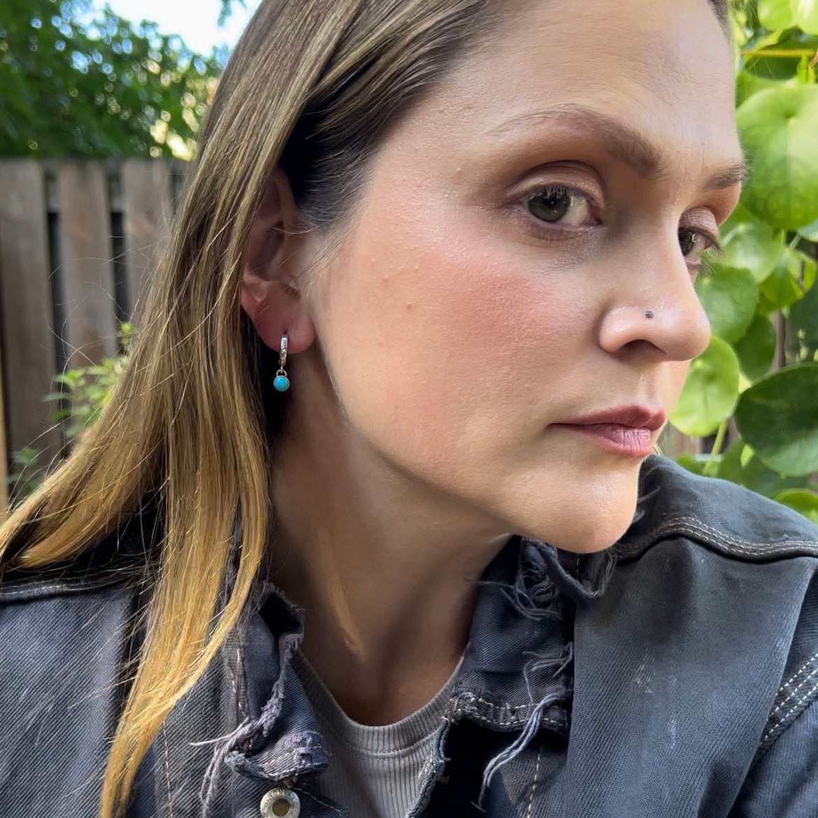 Turquoise Drop Charm Earrings
