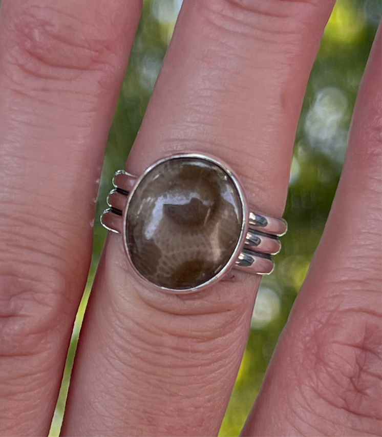 Petoskey Stone Triple Band - Size 6.5