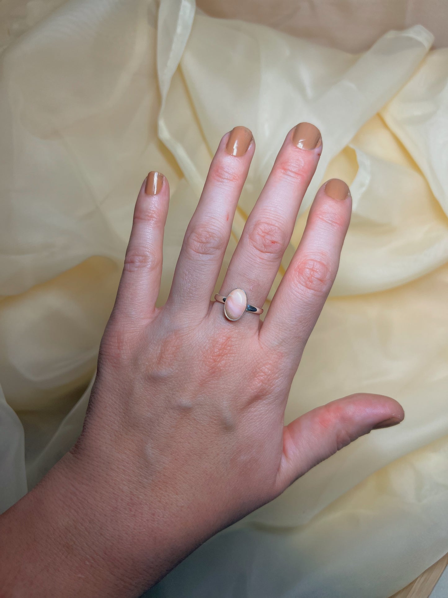 Heartstone Ring - Pink Opal - Size 7.5