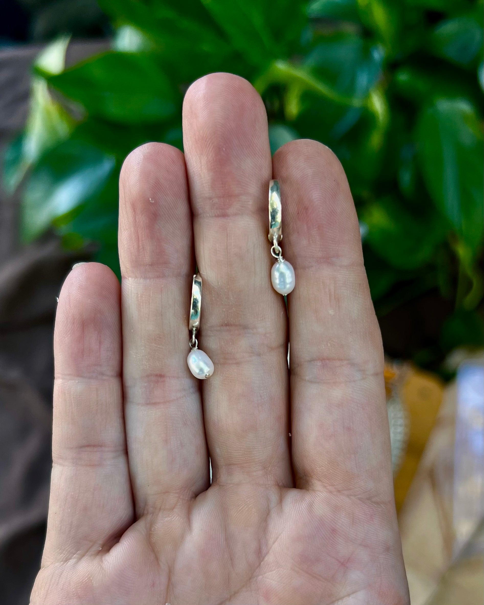 Freshwater Pearl Drop Huggies