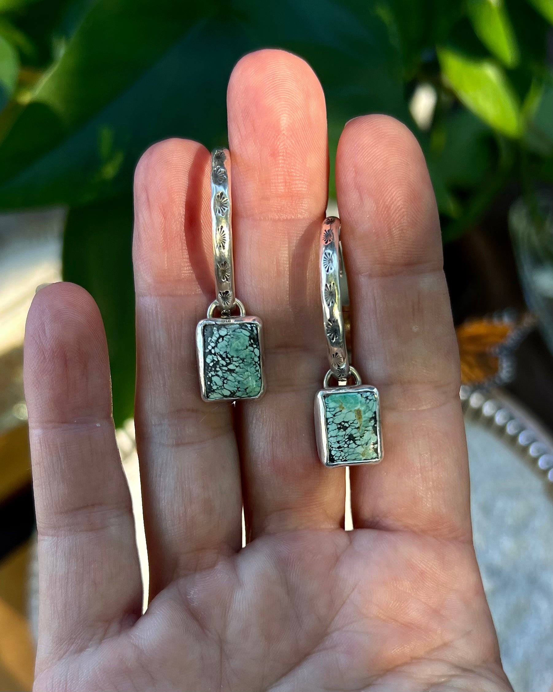Turquoise Charm Hoop Earrings