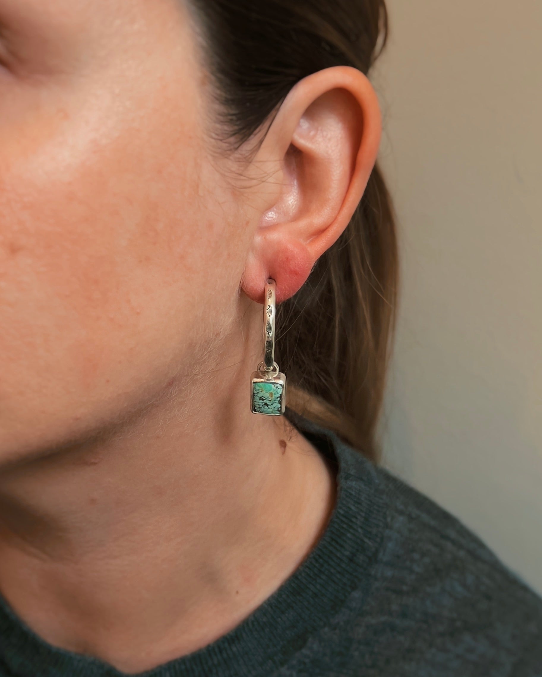 Turquoise Charm Hoop Earrings