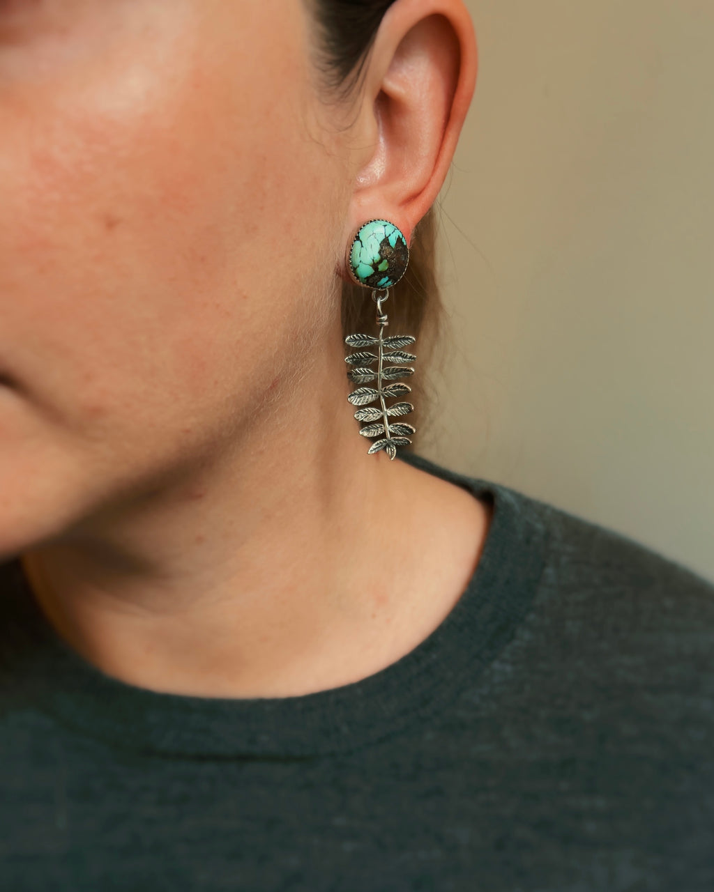 Fern & Iron Maiden Turquoise Earrings