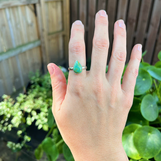 Turquoise Teardrop Ring - Size 9