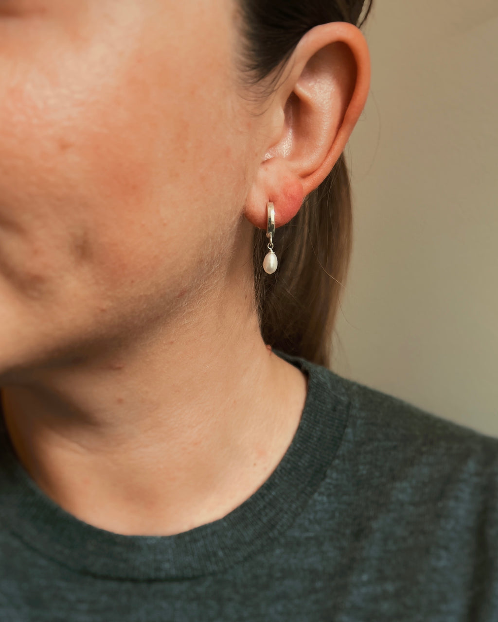 Freshwater Pearl Drop Huggies