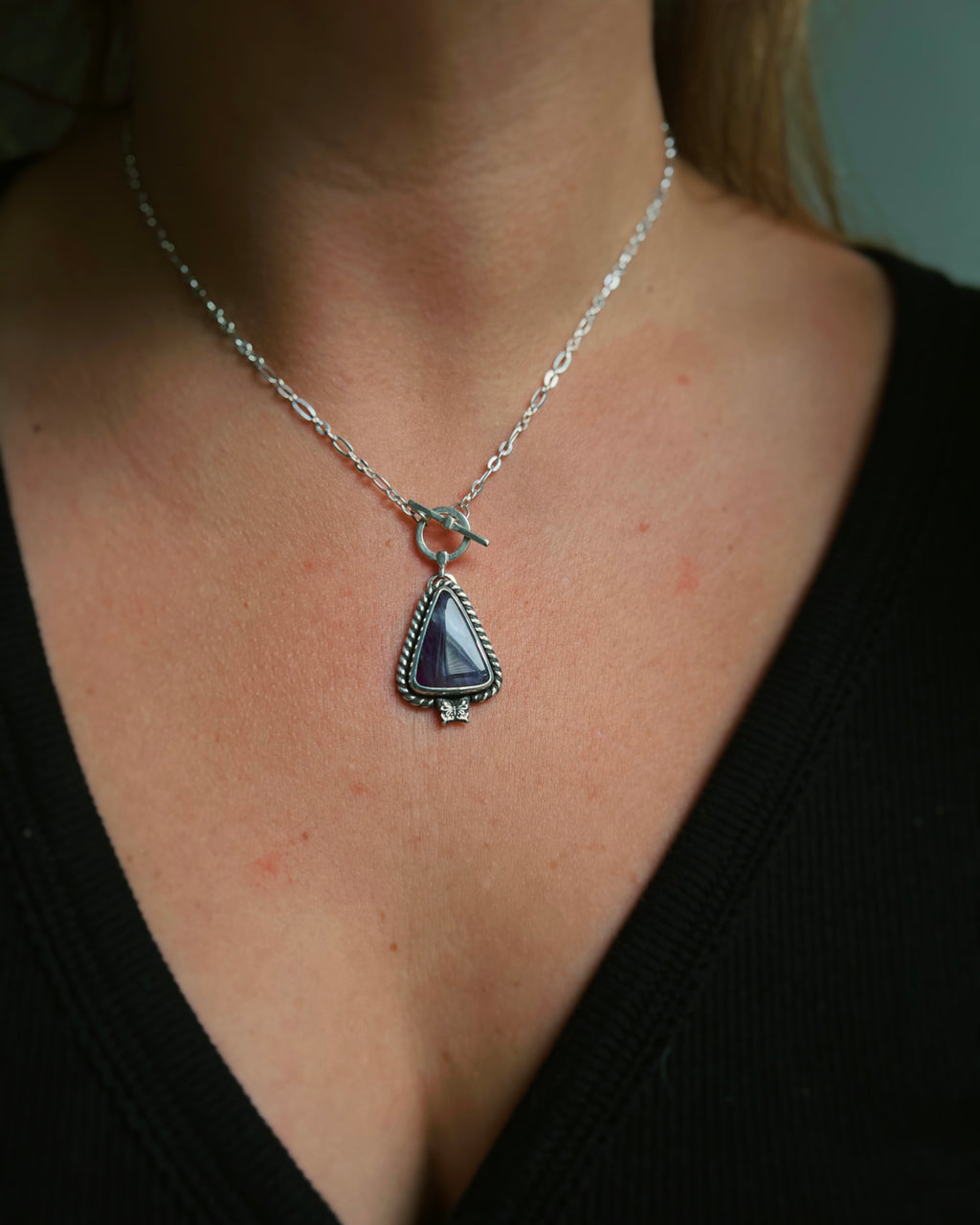 Amethyst & Butterfly Toggle Necklace
