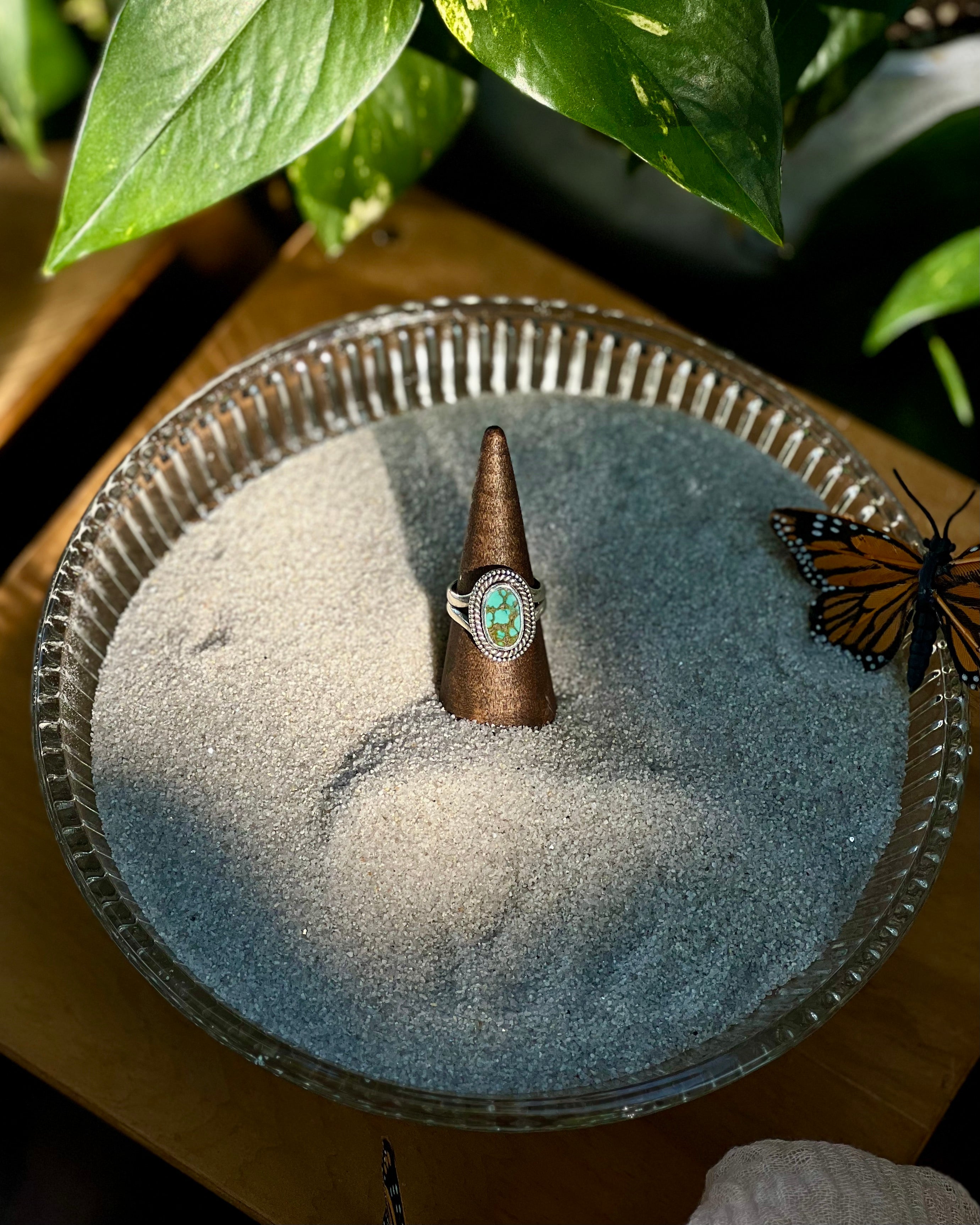 Turquoise Hand-Cut Silver Ring