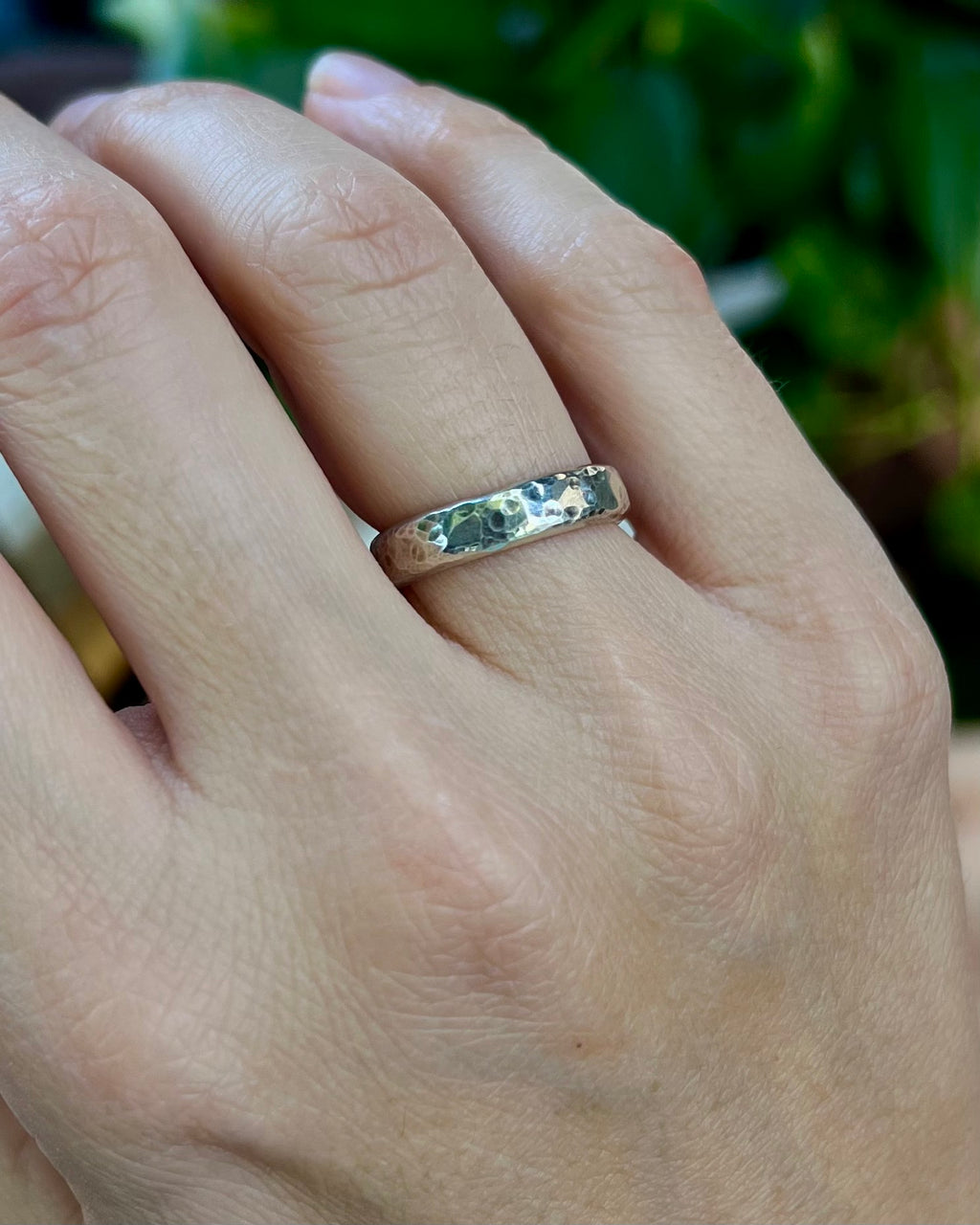 Thick Hammered Silver Ring