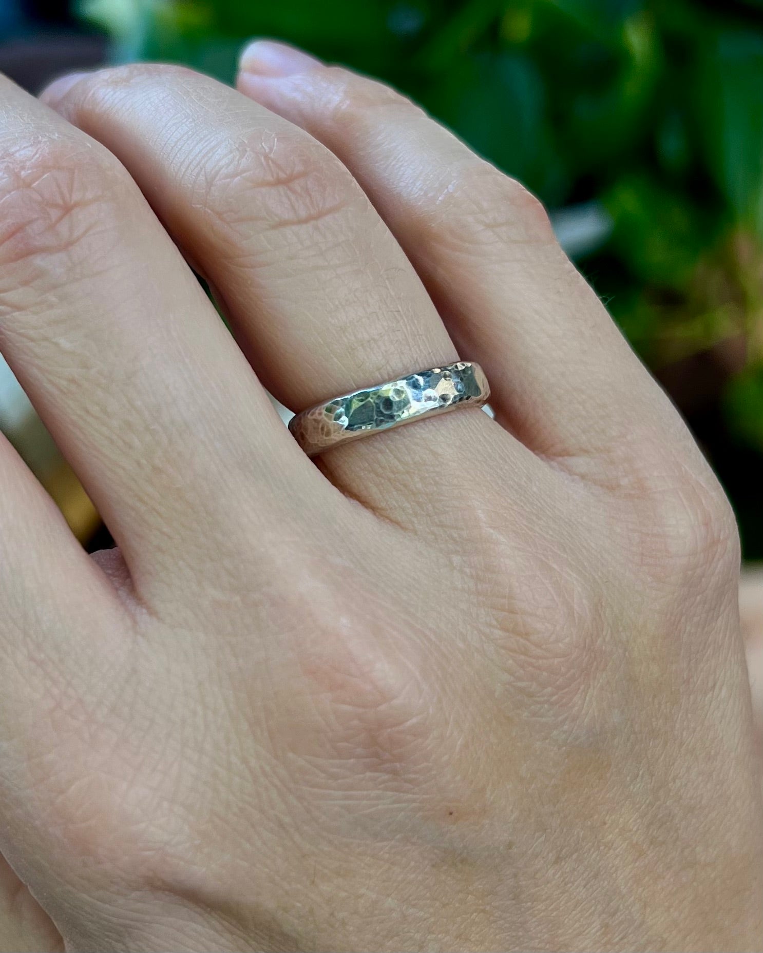 Thick Hammered Silver Ring