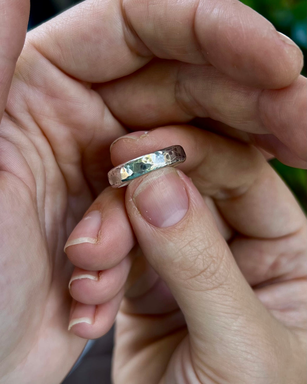 Thick Hammered Silver Ring