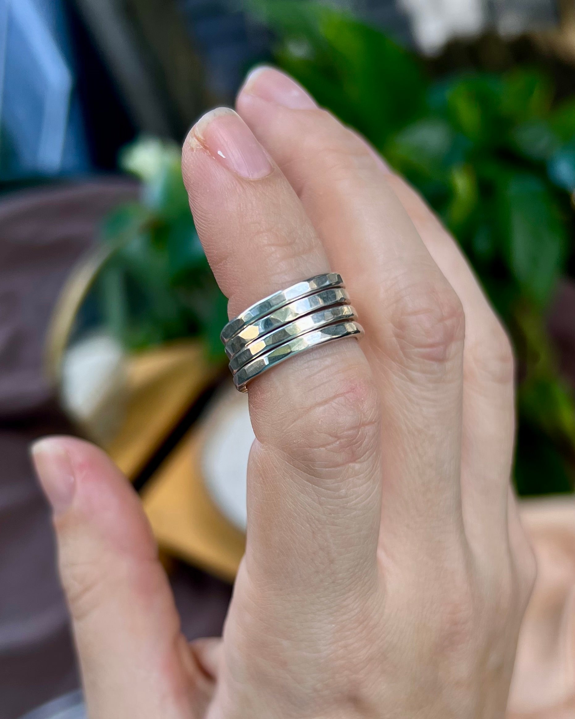 Hammered Silver Stacker Ring
