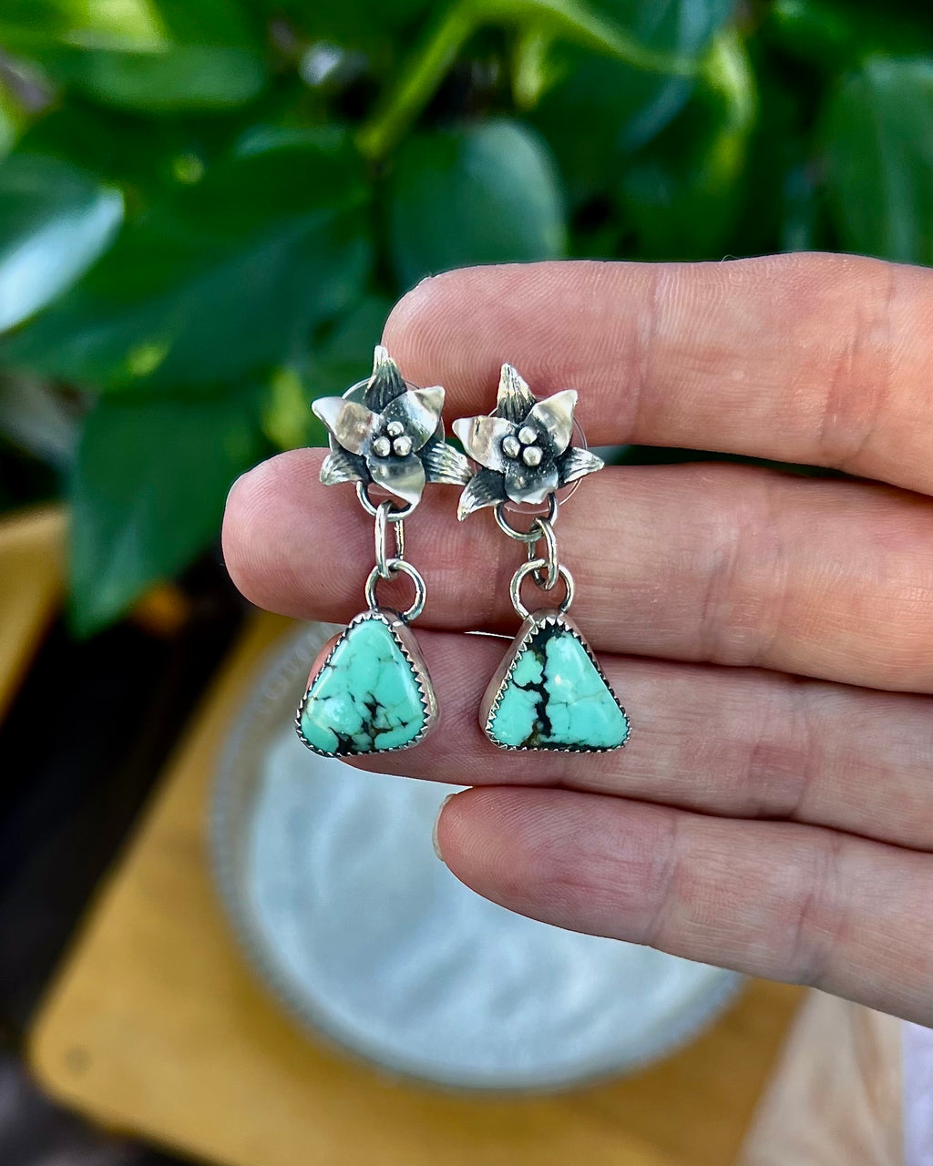 Trillium & Blue Moon Turquoise Earrings