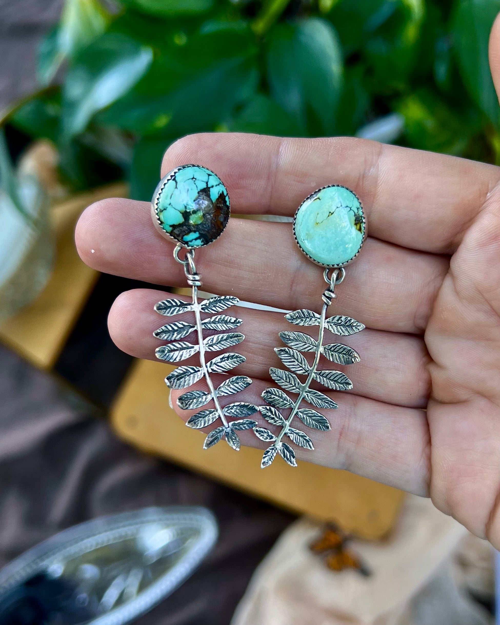 Fern & Iron Maiden Turquoise Earrings