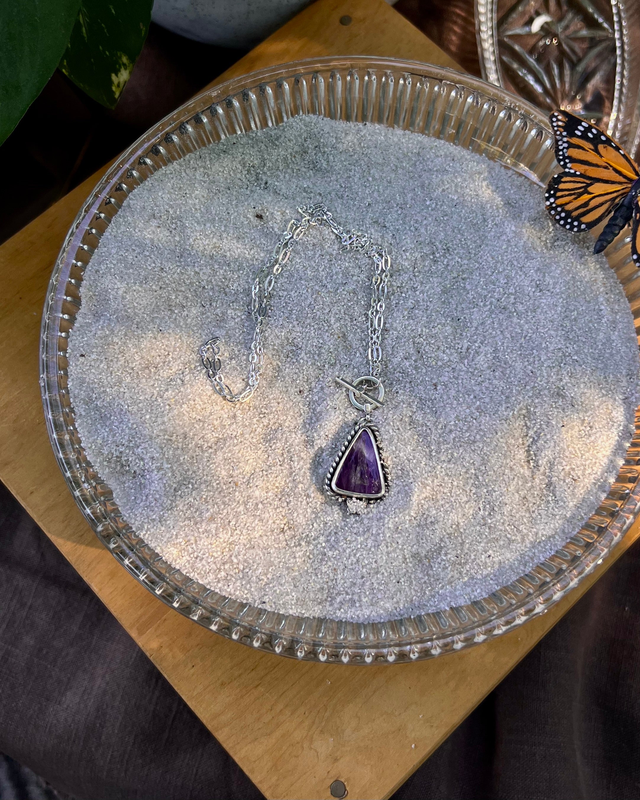 Amethyst & Butterfly Toggle Necklace