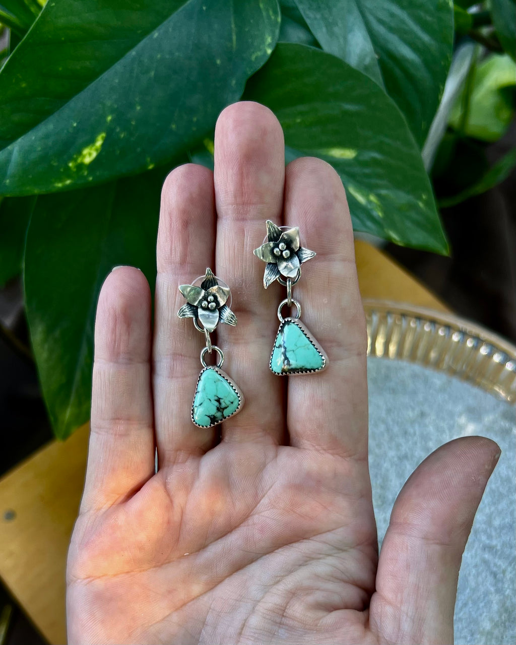 Trillium & Blue Moon Turquoise Earrings