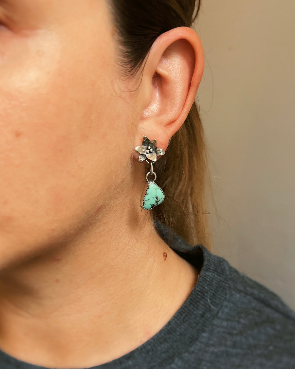 Trillium & Blue Moon Turquoise Earrings