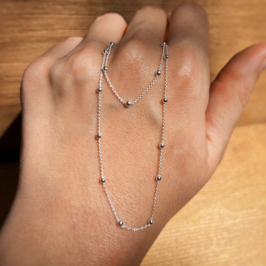 Beaded Silver Necklace Chain