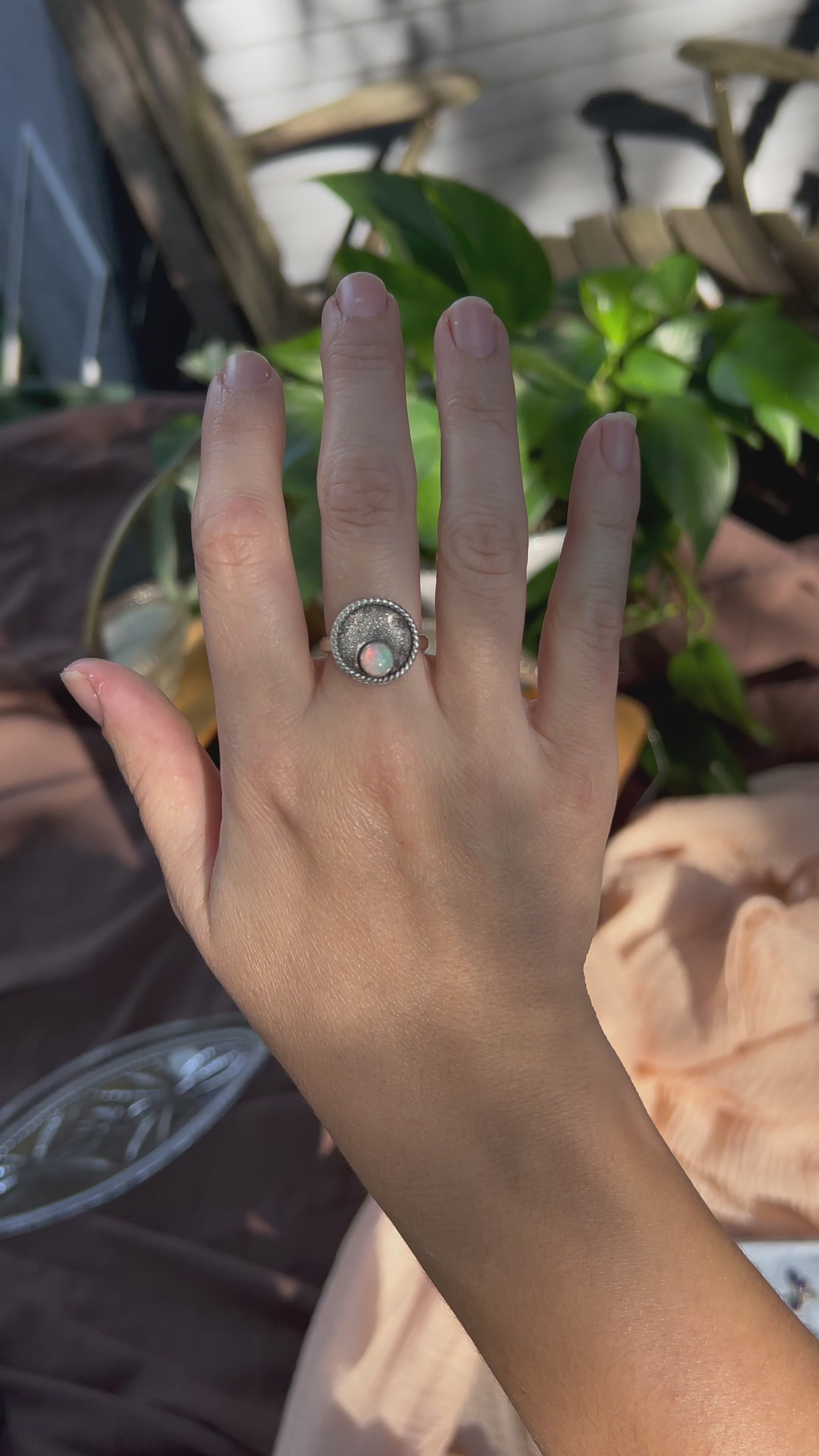 Opal Moon Ring
